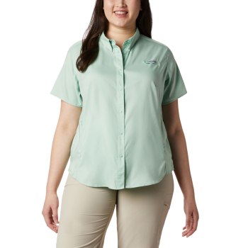 Columbia PFG Tamiami II Short Sleeve Plus Size, Camisa Verde Menta Para Mujer | 506817-XGN